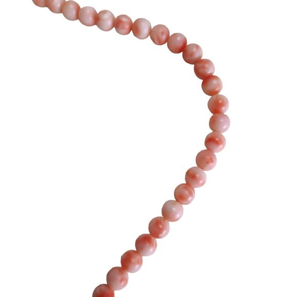 Vintage Angel Skin Coral Necklace 16in Earrings Beaded Strand Clip On Studs - Picture 15 of 16